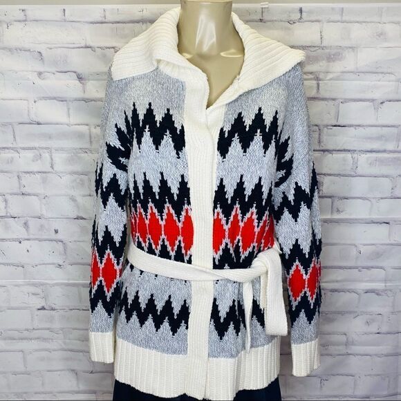 Two by Vince Camuto Jacquard Cozy Cardigan with belt - Picture 2 of 10